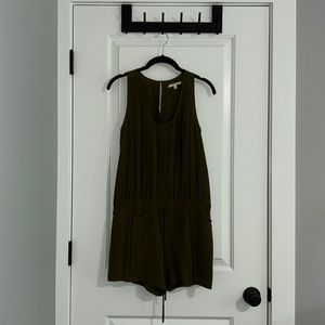 Silk olive green short romper